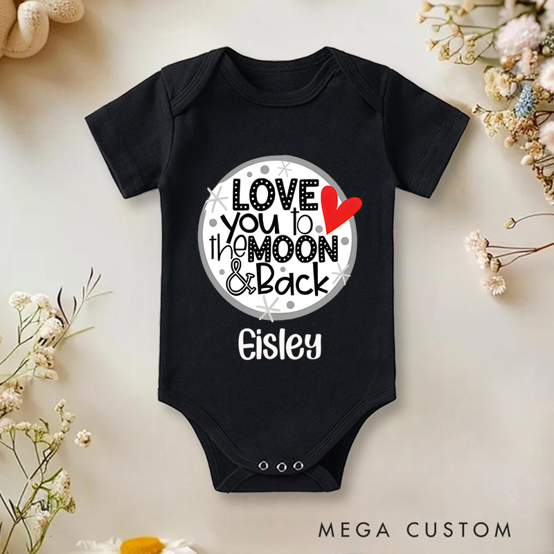 Personalized Love You to the Moon and Back Baby Onesie Valentine's Day Baby Gift