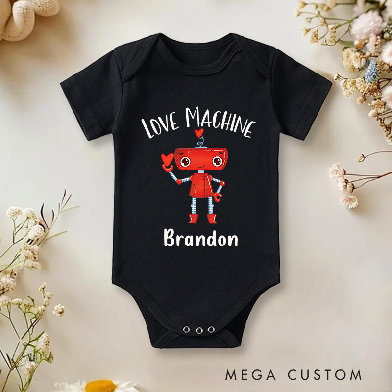 Personalized Love Machine Robot Baby Onesie Valentine's Baby Gift