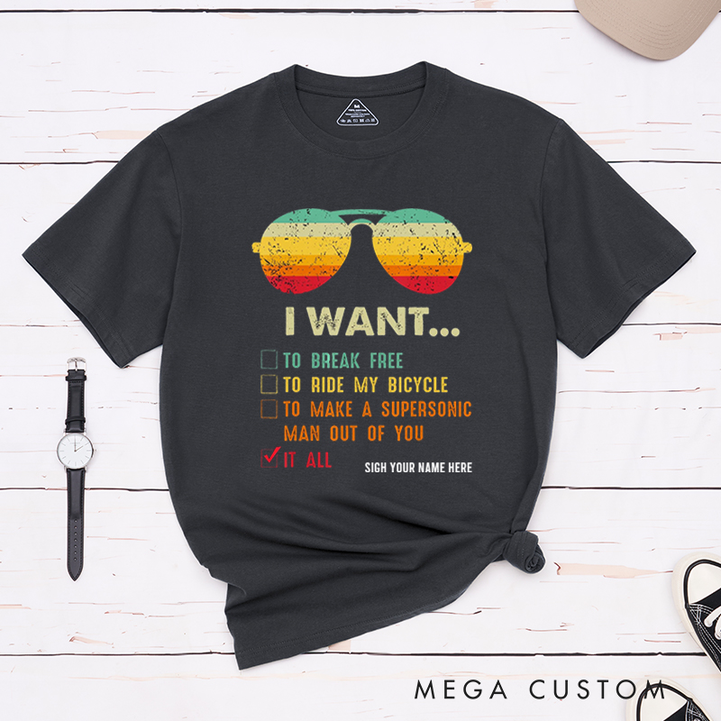 Personalized Retro Sunglasses Graphic T-Shirt Music and Adventure Lovers for Outdoor Adventures Riding Cycling Biking Enthusiasts
