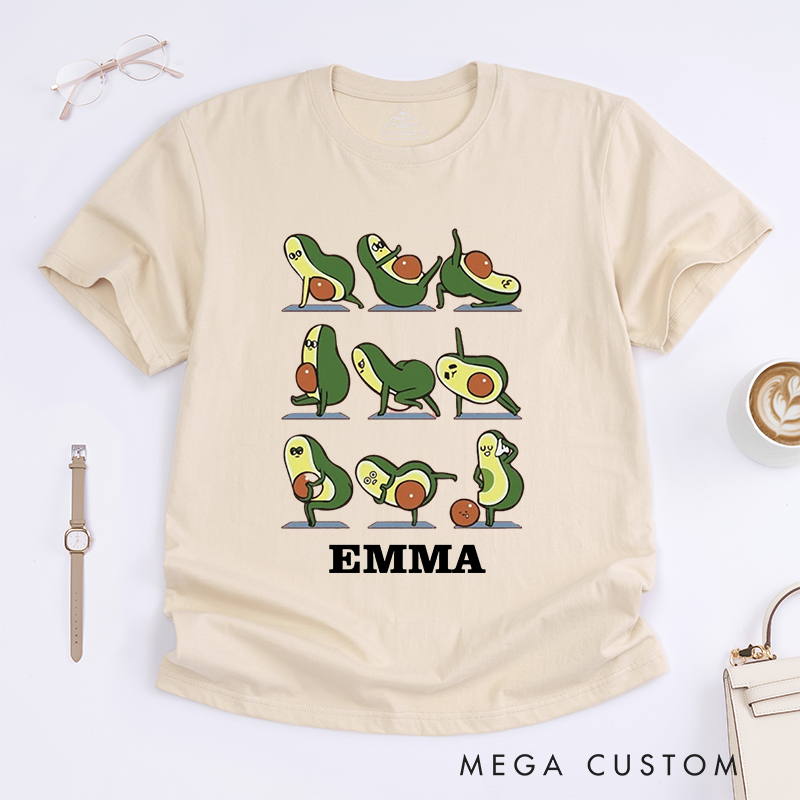 Personalized Yoga Avocado T-Shirts Cute T-Shirts Funny T-Shirts Yoga Lovers T-Shirts Gift Custom T-Shirts