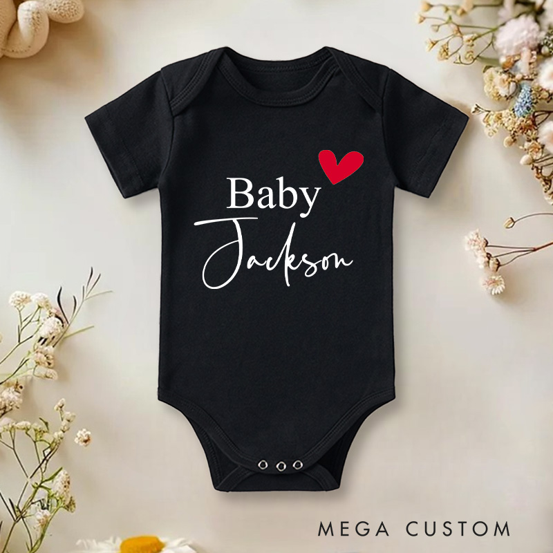 Personalized Baby Heart Name Baby Onesie Baby Shower Gift