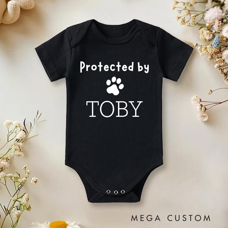 Personalized Protected by Paw Print Baby Onesie Pet Lover Gift