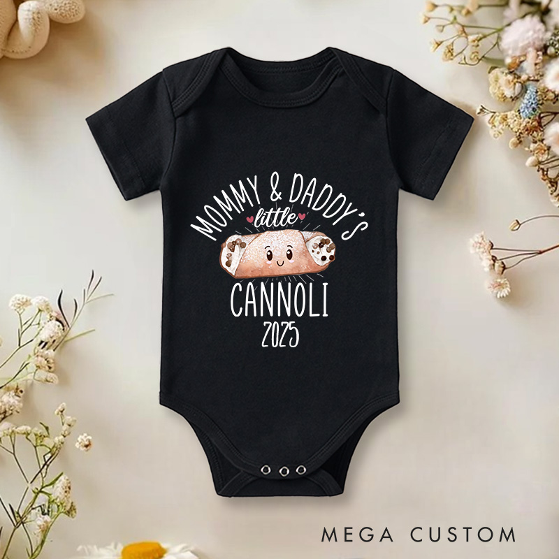 Personalized Mommy and Daddy's Little Cannoli Baby Onesie Baby Shower Gift