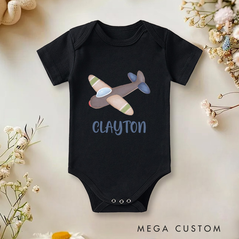 Personalized Airplane Baby Onesie with Your Name Birthday Gift for Baby