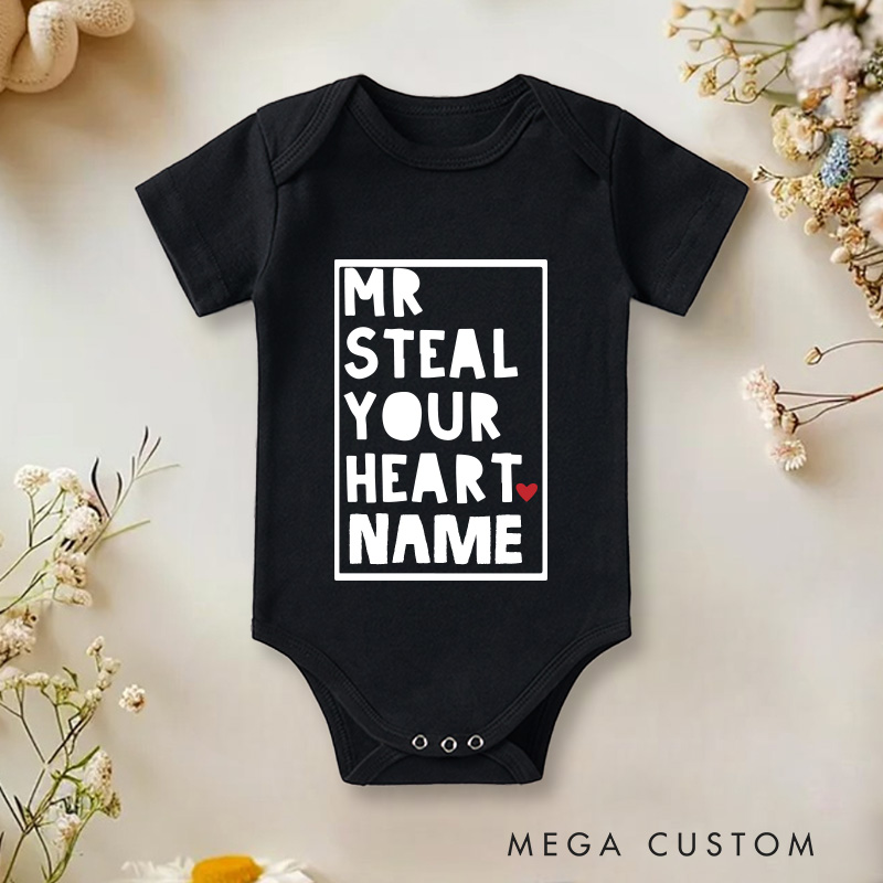 Personalized Mr Steal Your Heart Baby Onesie Unisex Newborn Baby Gift