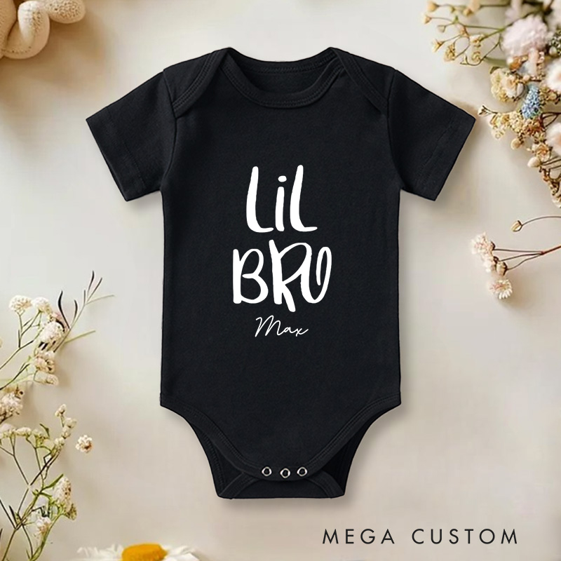 Personalized Lil Bro Cute and Fun Celebrating Little Brothers Baby Onesie
