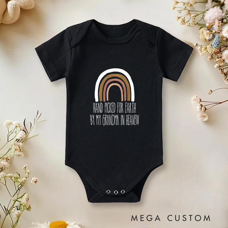 Personalized Hand Picked for Earth by My Heartfelt Rainbow Baby Onesie