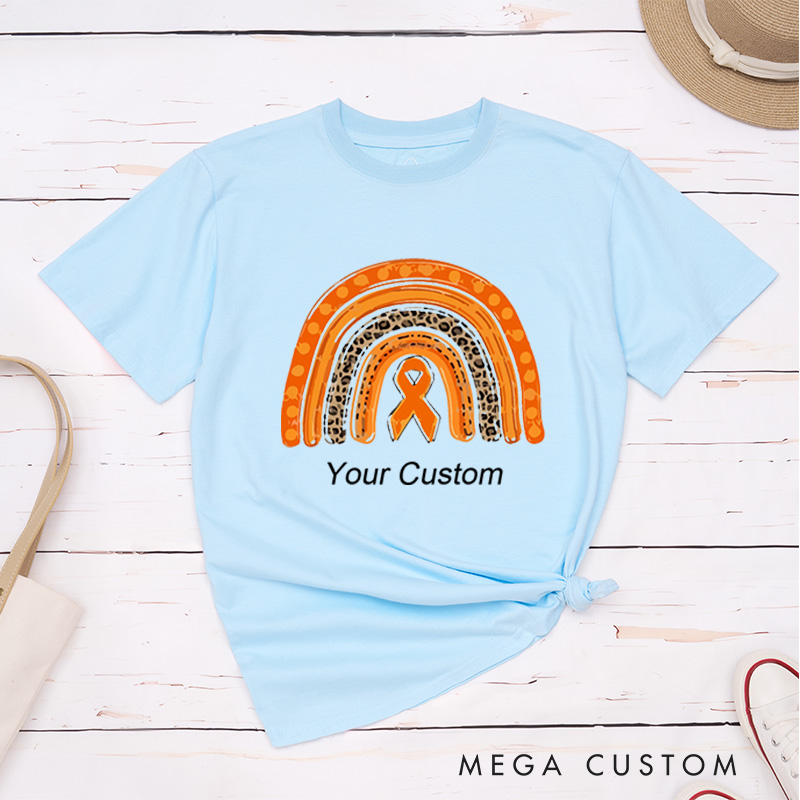 Personalized Leukemia Cancer Awareness Kidney Cancer Rainbow Fighter Support T-Shirt