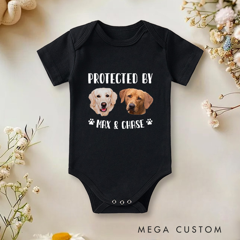 Personalized Protected by Adorable Pet for Family Love Baby Onesie