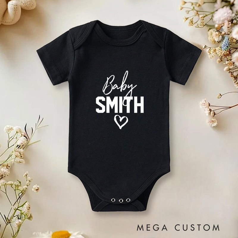 Personalized Baby Name Sweet Minimalist Heart Baby Onesie