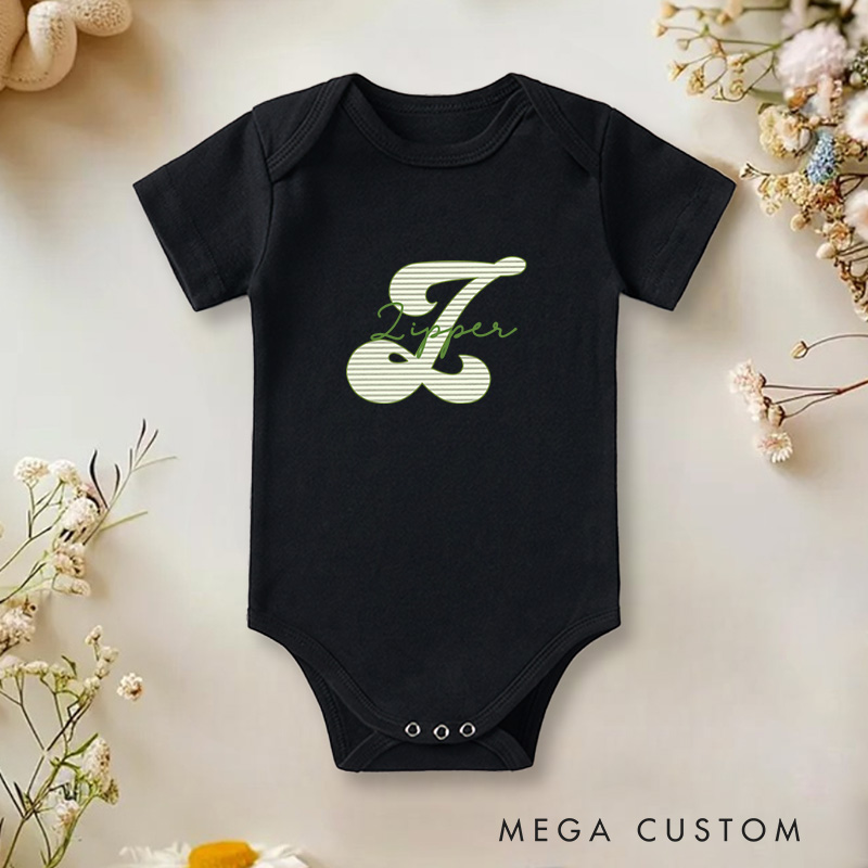 Personalized Name and Letter Design with Stylish and Elegant Touch Baby Onesie