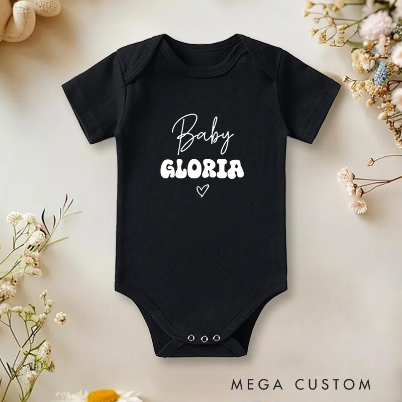 Personalized Baby Name Sweet and Minimalist Heart Design Baby Onesie