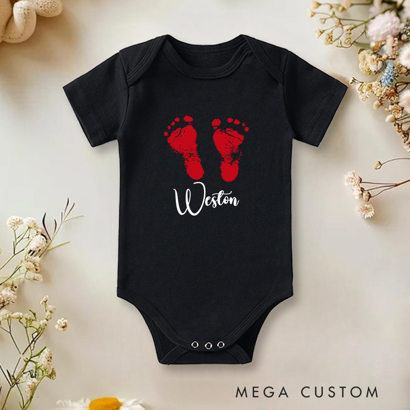 Personalized Name Baby Footprints Design for Heartfelt Gifts Baby Onesie