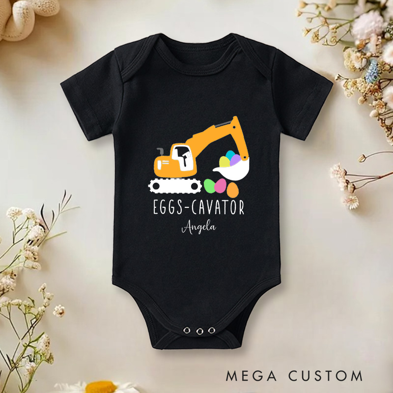 Personalized Eggs Cavator Cute Construction and Easter Themed Design for Kids Baby Onesie