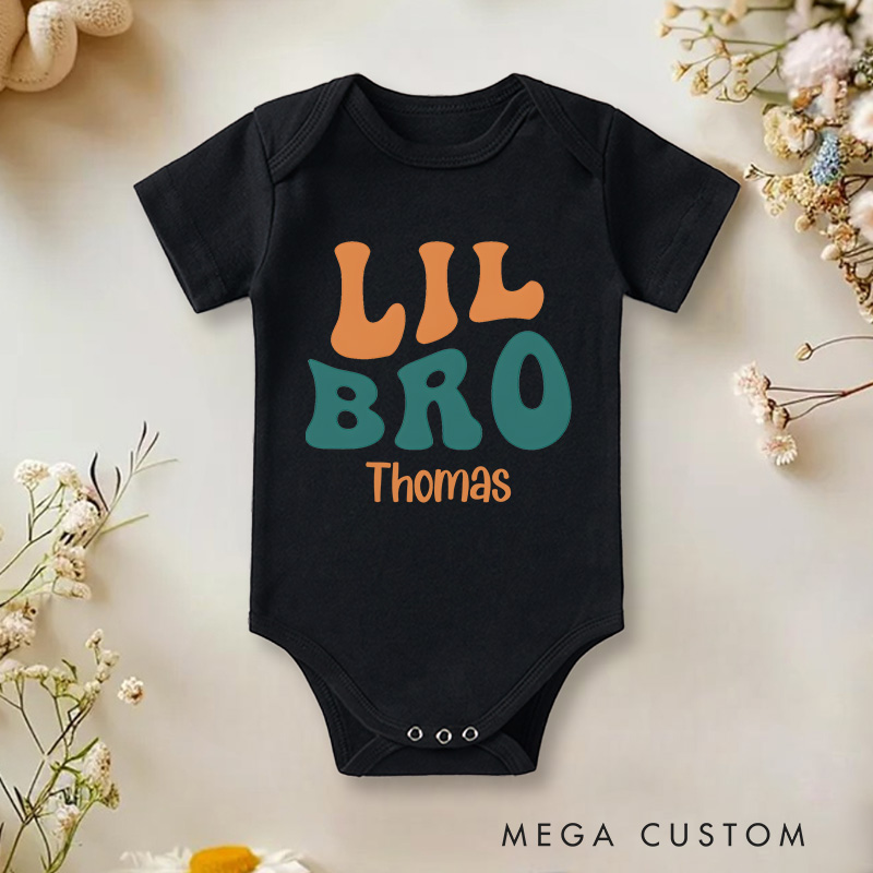 Personalized Lil Bro Baby Onesie Funny Baby Gift