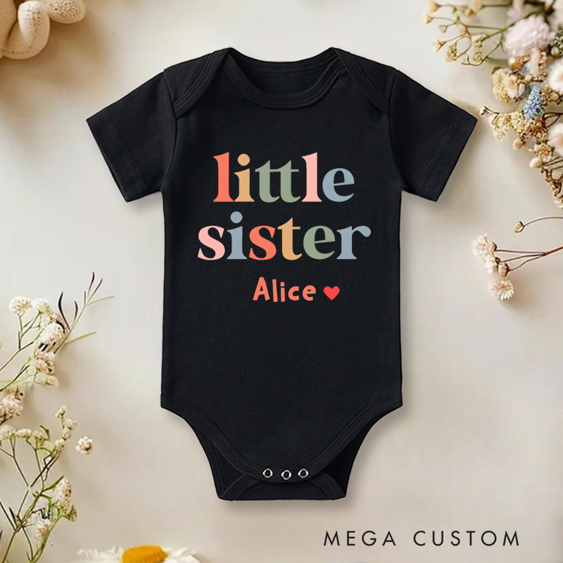 Personalized Little Sister Baby Onesie Pregnancy Announcement Gift