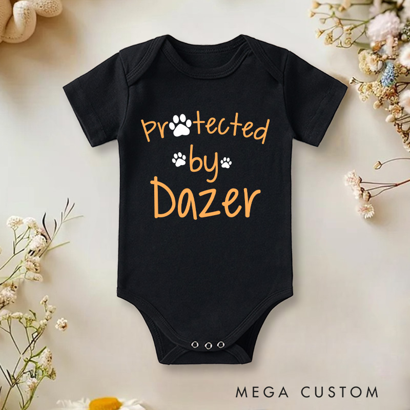 Personalized Protected by Paw Print Baby Onesie Gift for Baby
