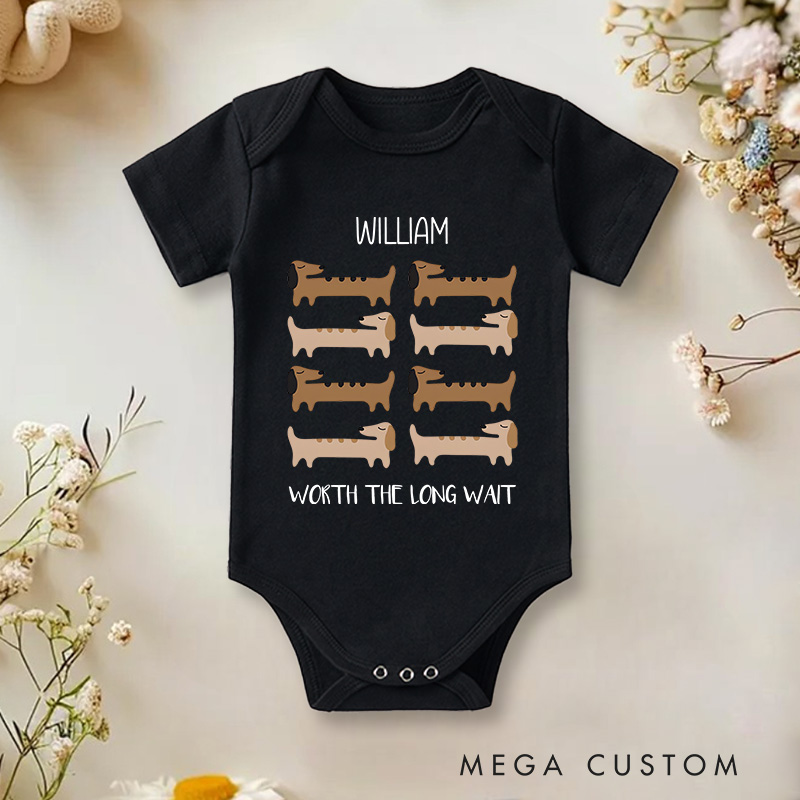 Personalized Worth the Long Wait Dachshund Baby Onesie Newborn Gift