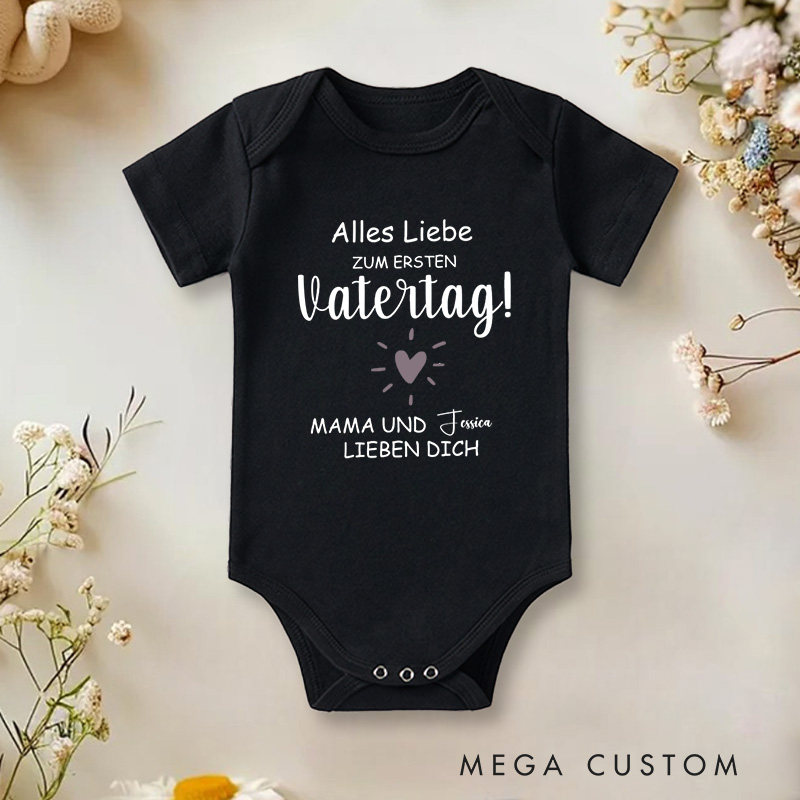 Personalized Alles Liebe zum Ersten Vatertag Sweet German Design for Father’s Day Baby Onesie