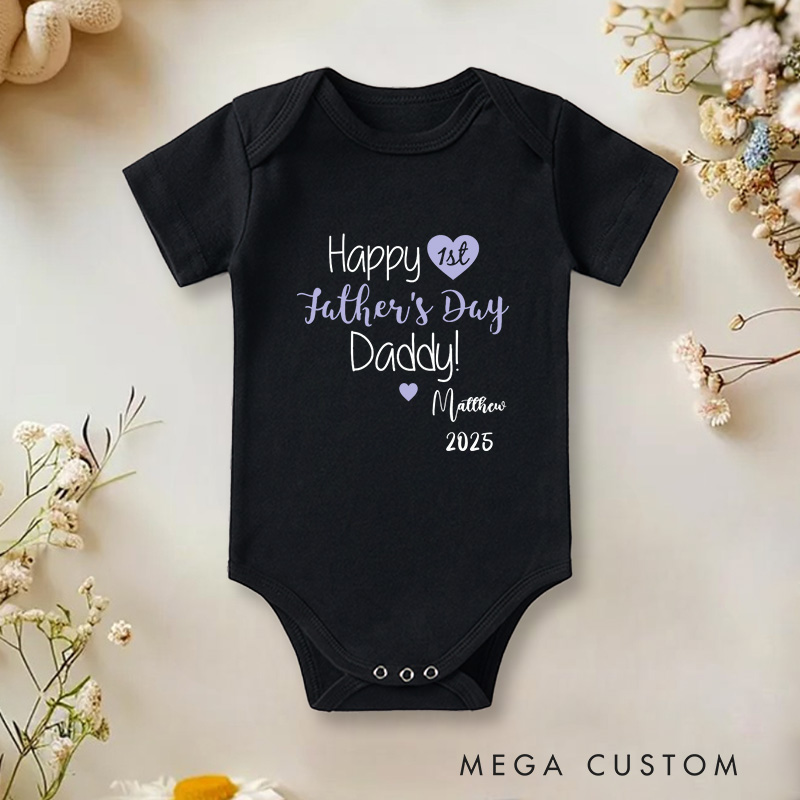 Personalized Happy First Father’s Day Daddy Cute and Heartfelt Family Celebration Baby Onesie