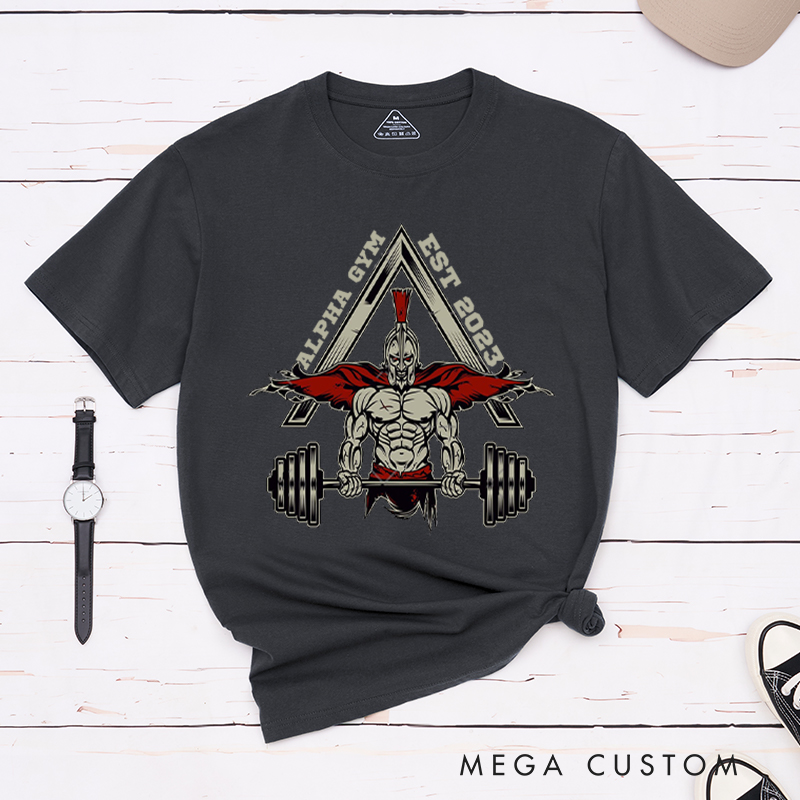 Personalized Inspirational Workout T-Shirt with Ancient Warrior and Muscle Design for Fitness Enthusiasts Bodybuilders and Gym Lovers