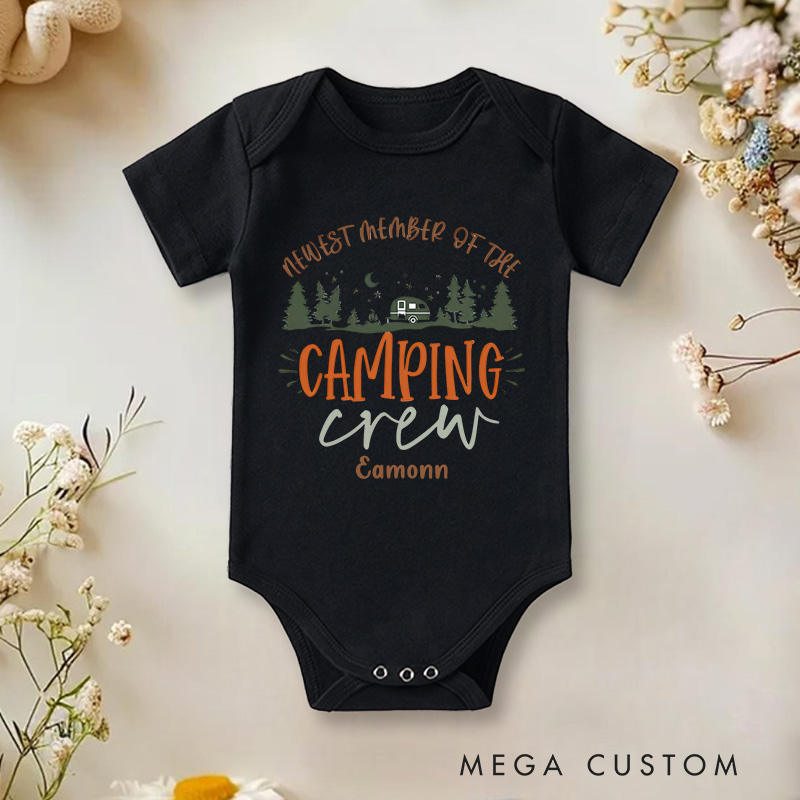 Personalized Newest Member of the Camping Crew Baby Onesie Baby Shower Gift