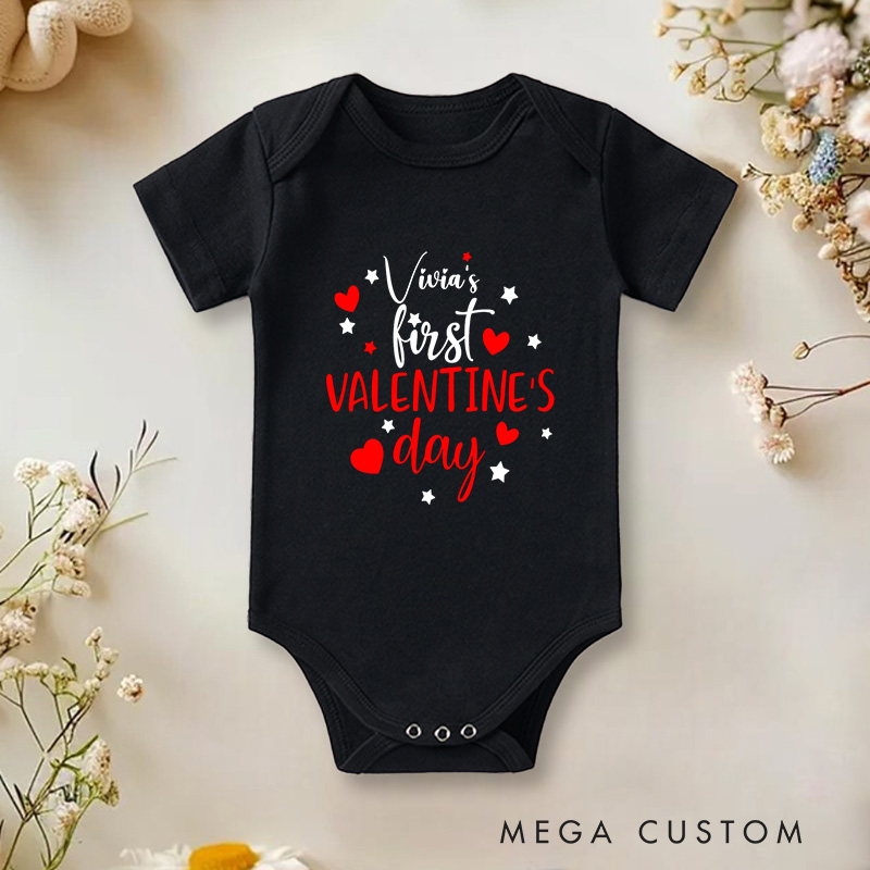 Personalized First Valentine’s Day Cute and Heartfelt Baby Valentine Celebration Baby Onesie