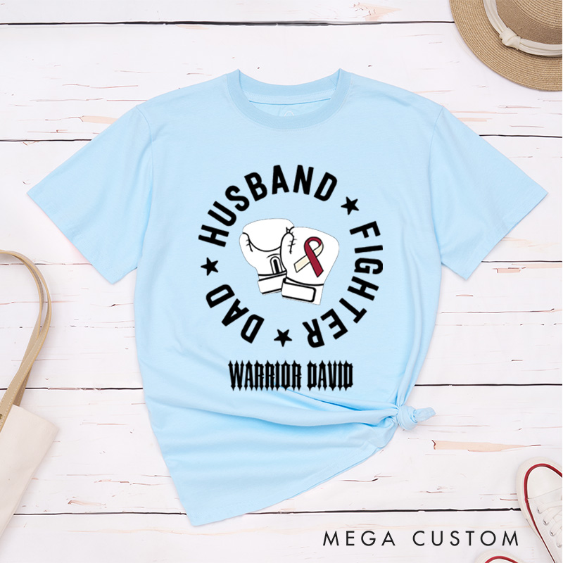 Personalized Husband Dad Fighter Head Neck Cancer Throat Cancer Awareness T-Shirt