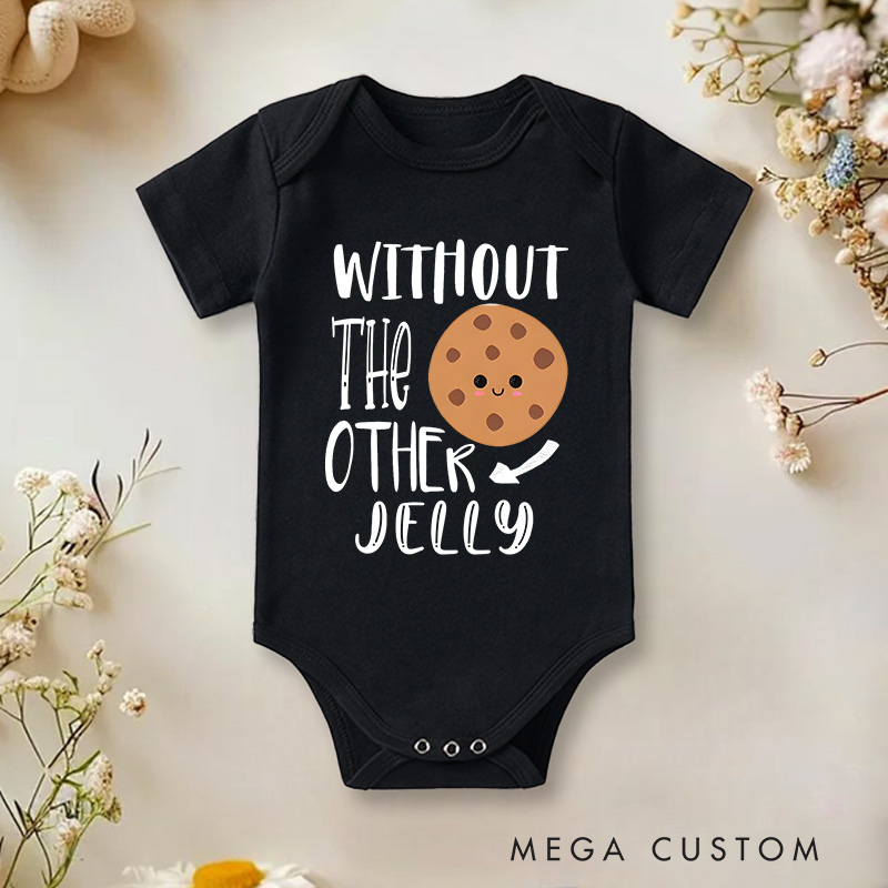 Personalized Without the Other Cookie Milk Graphic Twin Bond Baby Onesie