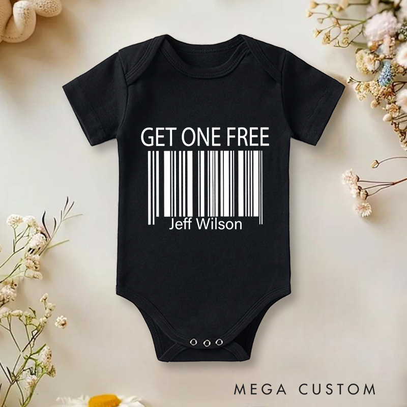 Personalized Buy One Get One Free Clever Twin Humor Barcode Baby Twin Onesie