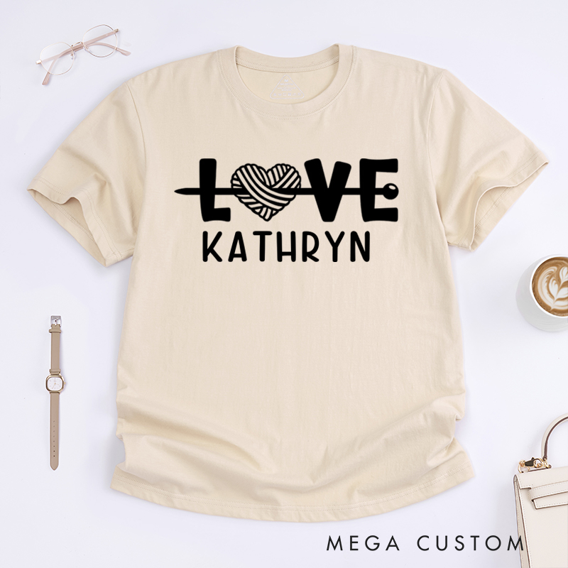 Personalized Love Classic T-Shirts Gift for Knitting Lovers knit Gift Funny Knitting Shirt