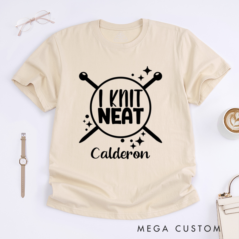 Personalized I Knit Neat Classic T-Shirts Gift for Knitting Lovers knit Gift Funny Knitting Shirt
