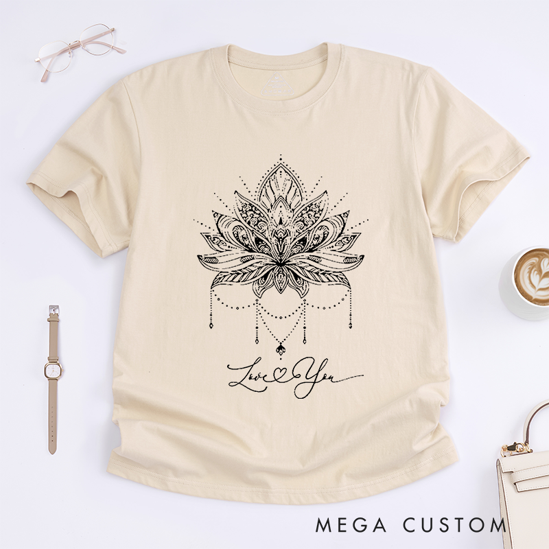 Personalized Custom Lotus Flower T-Shirt Comfort Colors Girly T-Shirt Trendy Tee Cute Meditation Gift T-Shirt Spiritual Yoga Shirt