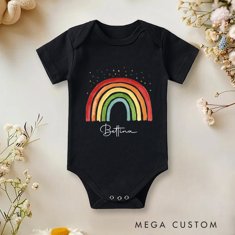 Personalized Rainbow Minimalist and Colorful Inspirational Baby Design Baby Onesie  