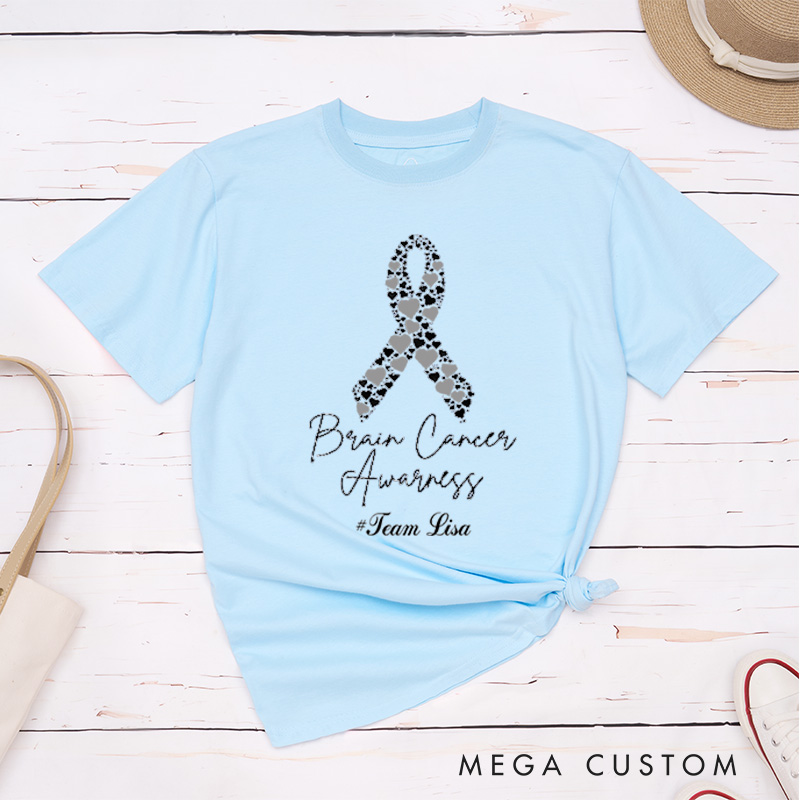 Personalized Brain Cancer Matching Awareness Cancer Survivor Support Warrior T-Shirt