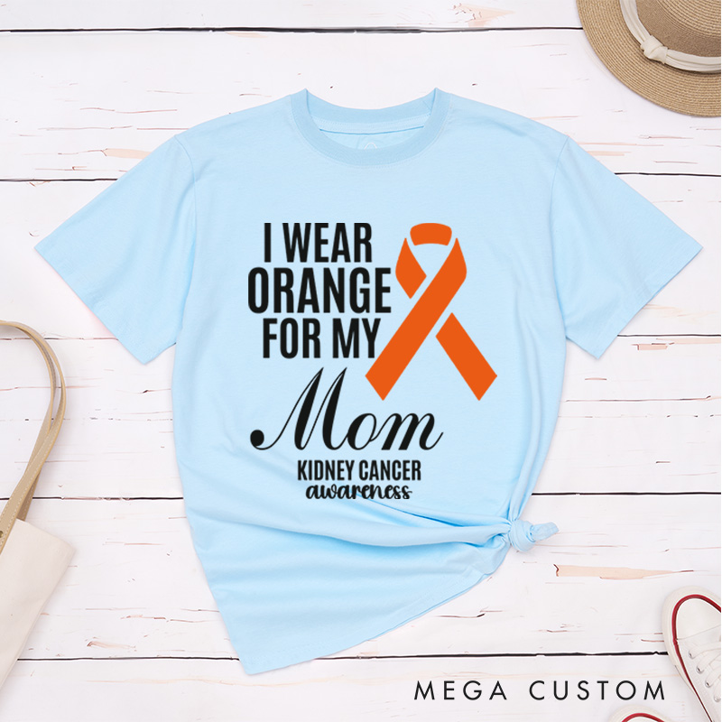 Personalized I Wear Orange For My Kidney Cancer Awareness Warrior T-Shirt