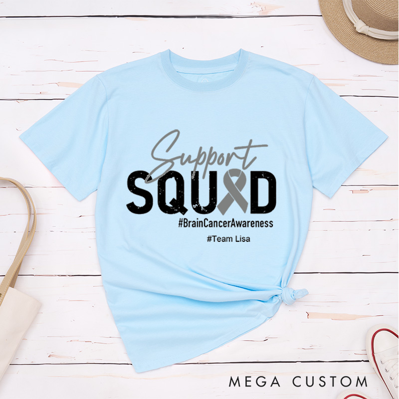 Personalized Brain Cancer Support Squad Cancer Awareness Fighter T-Shirt