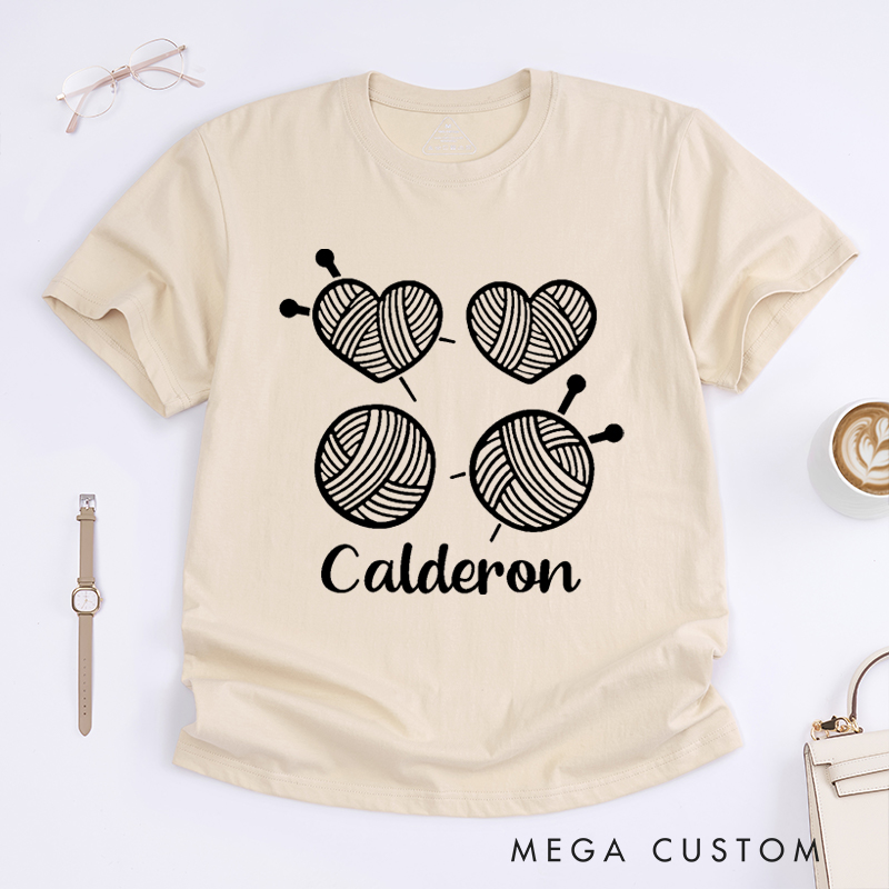 Personalized Knitting Classic T-Shirts Gift for Knitting Lovers Funny Yarn Design Shirt Cute Knitting Tee