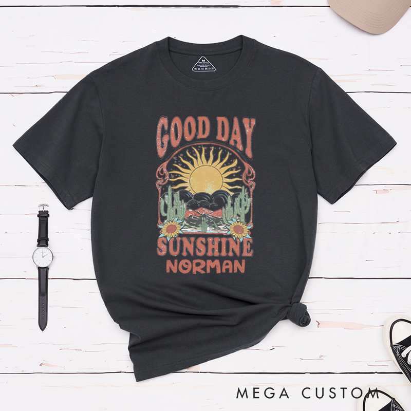Personalized Good Day Sunshine T-Shirt Vintage Desert Travel Shirt Gift for Outdoors Adventure Lover