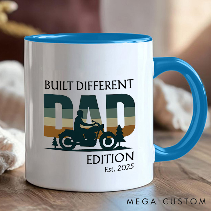 Personalized Dad Edition Ceramic Coffee Cup Mug with Motorcycle for Outdoor Adventures Riding Cycling Biking Enthusiasts