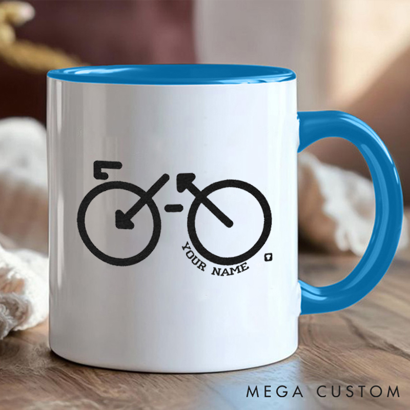 Personalized Minimalist Bicycle Mug with Name and Simple Bike Design for Outdoor Adventures Riding Cycling Biking Enthusiasts