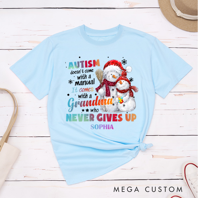 Personalized Autism Doesn't Come With A Manual It Comes With A Grandma T-Shirt Motivational Gift