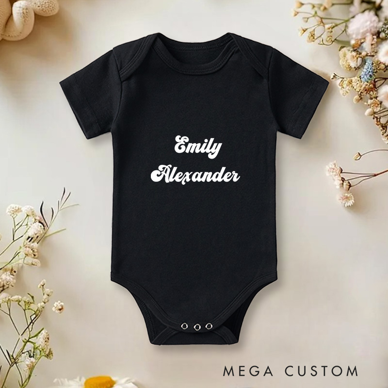 Personalized Emily Alexander Elegant and Minimalist Baby Name Announcement Baby Gift Baby Onesie  