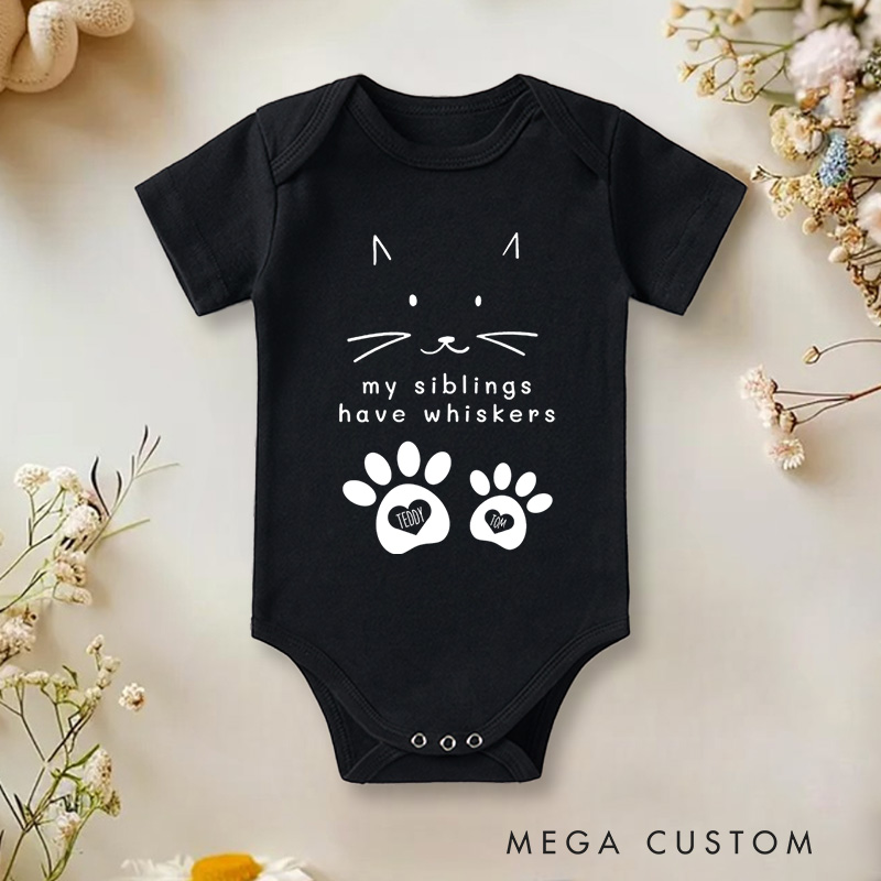 Personalized My Siblings Have Whiskers Cute and Adorable Pet Lover Baby Gift Baby Onesie  