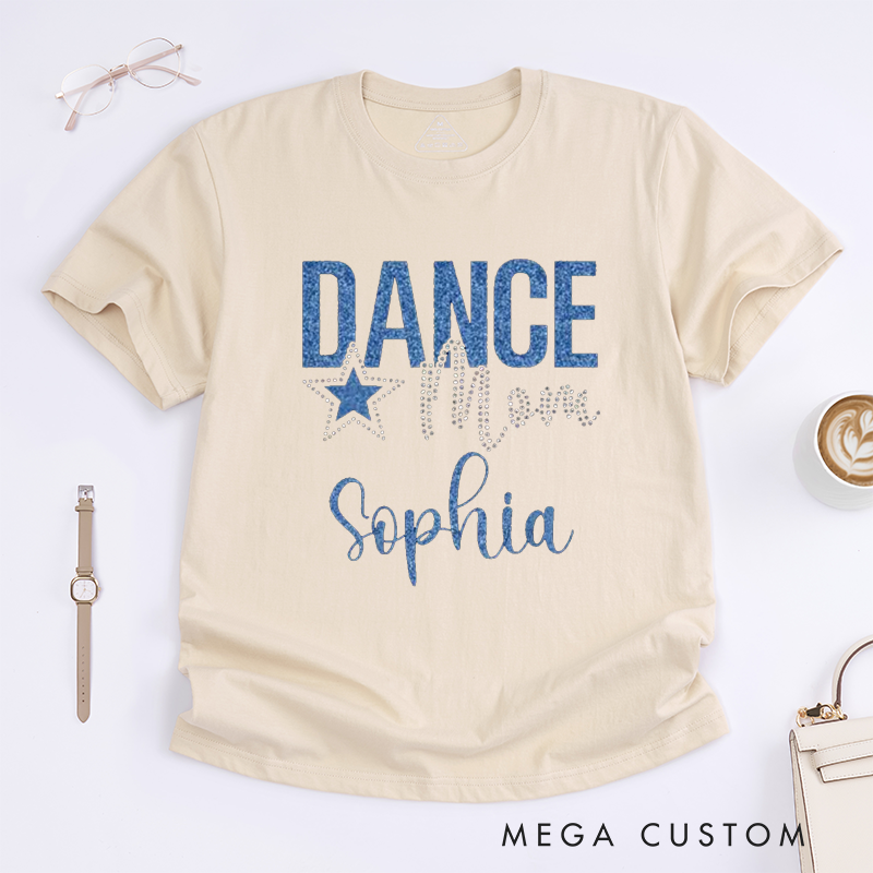 Personalized Dance Mom Classic T-Shirts Custom Name Bling Faux Rhinestones Gift for Dance lover Birthday Present