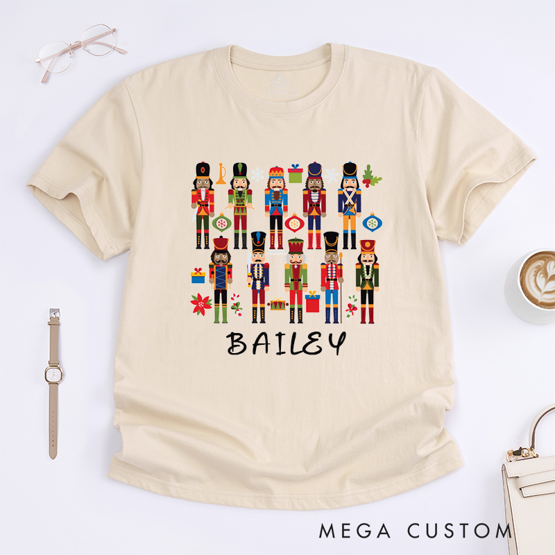 Personalized Cartoon Christmas T-Shirt Custom Name Holiday Gift Unisex Unique Festive Tee for Kids Adults Family Matching Present
