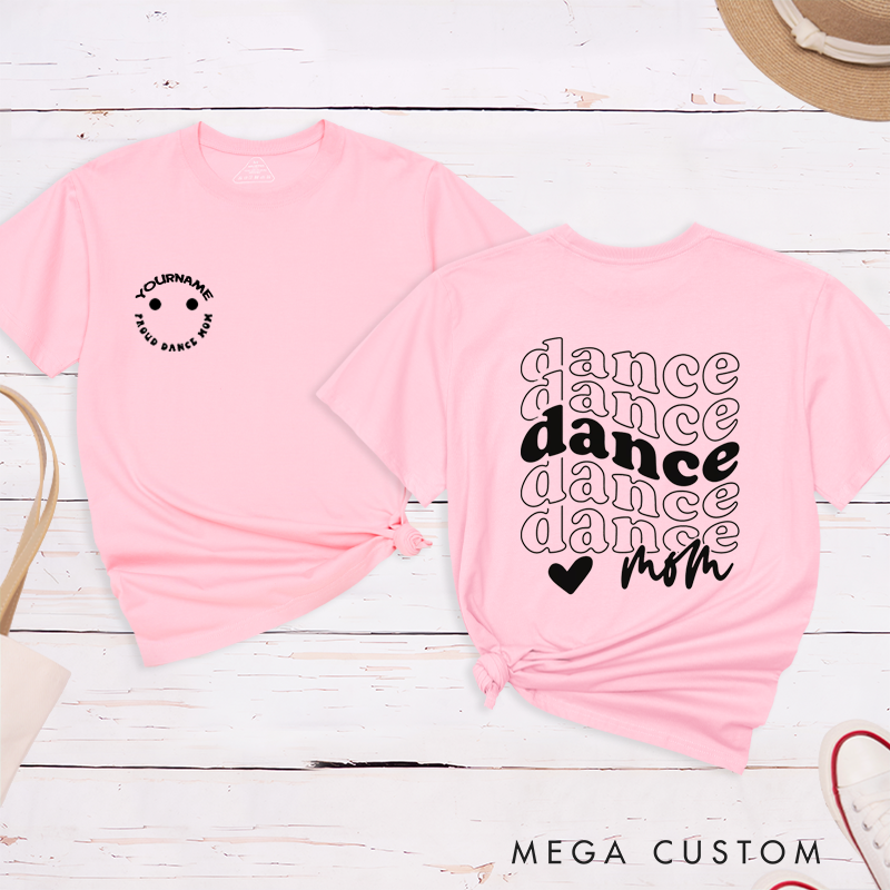Personalized Dance Mom T-Shirt Custom Team Name Shirt Gift for Proud Mothers Supporter Top for Women Customized Dance Team Mom Apparel