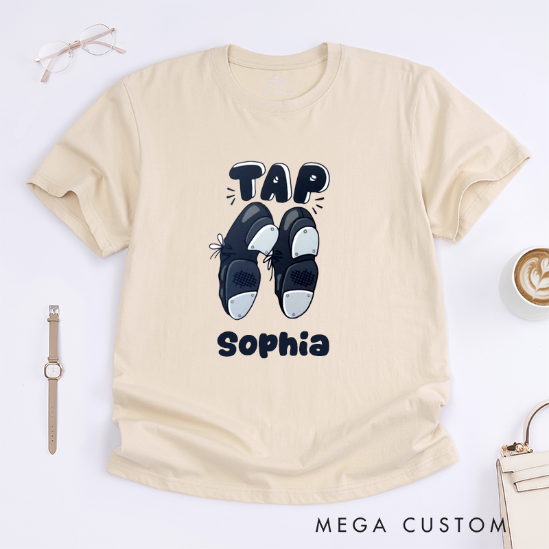 Personalized Tap Dance Shoes T-Shirt Custom Name Gift for Dancer Tap Dancing Lover Unique Dancewear for Kids and Adults Present