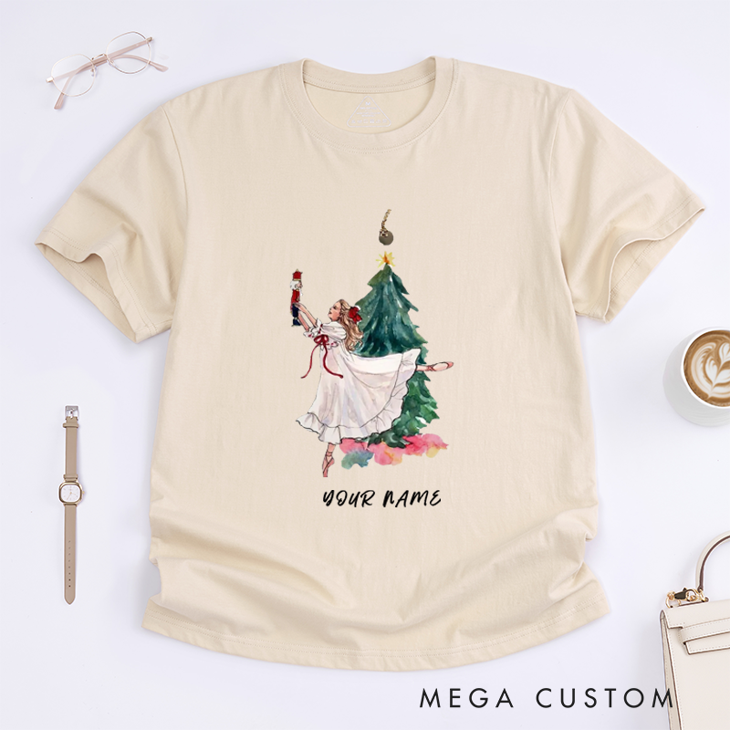 Personalized Ballet Girl T-Shirt Custom Name Dancer Gift for Women Kids Holiday Birthday Present Unique Tee