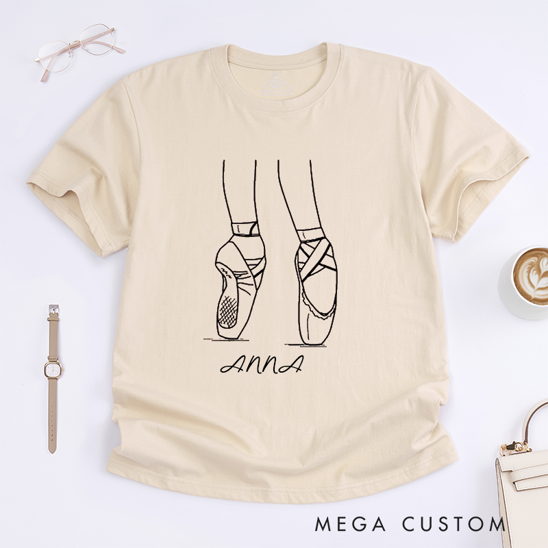 Personalized Ballet Dancer T-Shirt Custom Name Pointe Shoes Gift for Ballet Lover Girls Women Unique Dance Personalized Birthday Present for Dancer